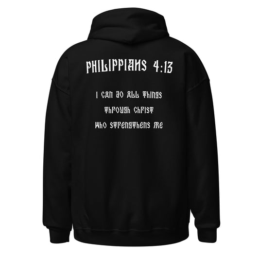 Philippians 4:13 Bible Verse Hoodie - Black Color - Back