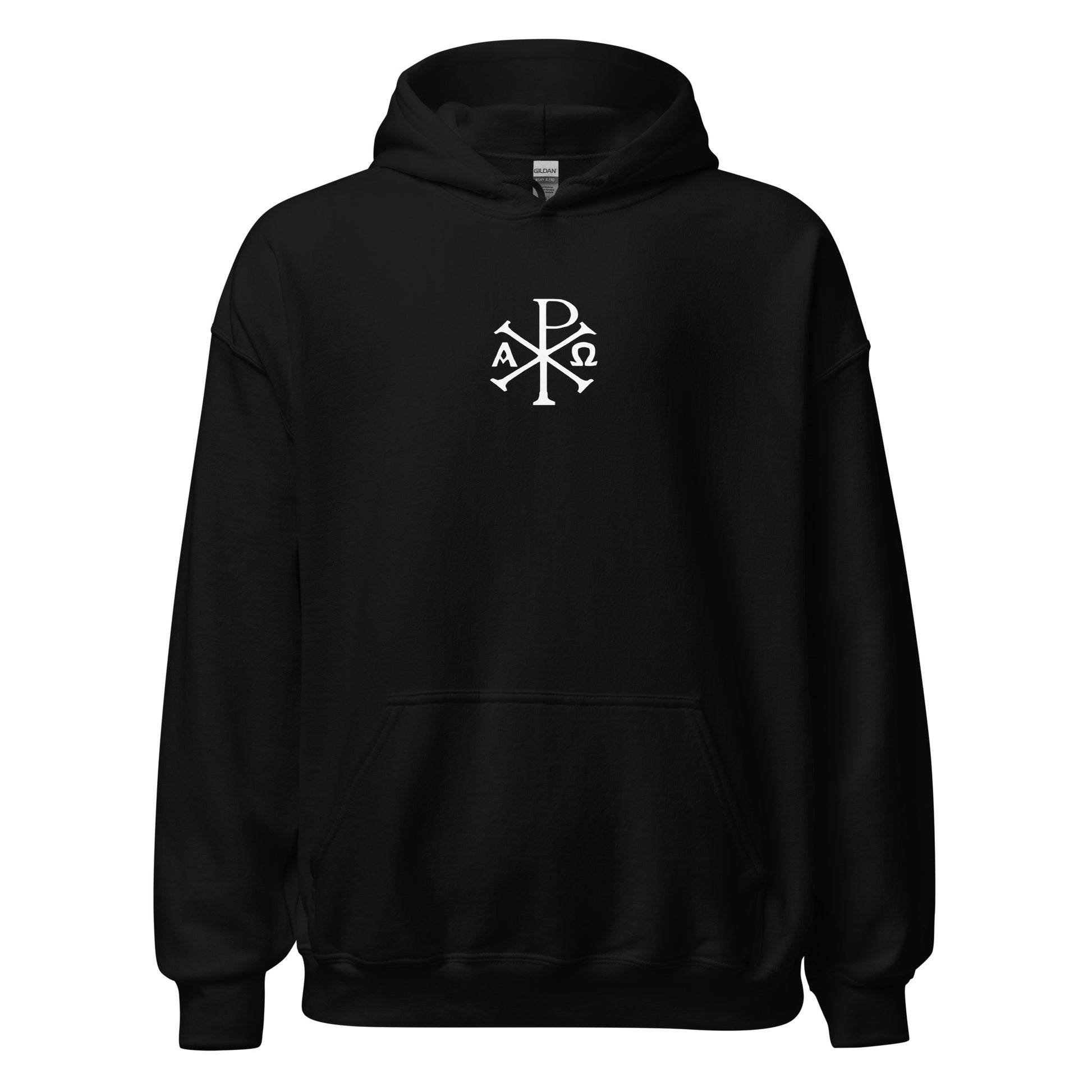 Chi-Rho Christogram Christian Hoodie - Black Color - Front