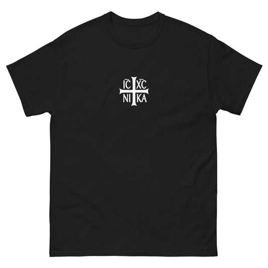 Jesus Christ Conquers Christogram Tee-Shirt - Black Color - Front