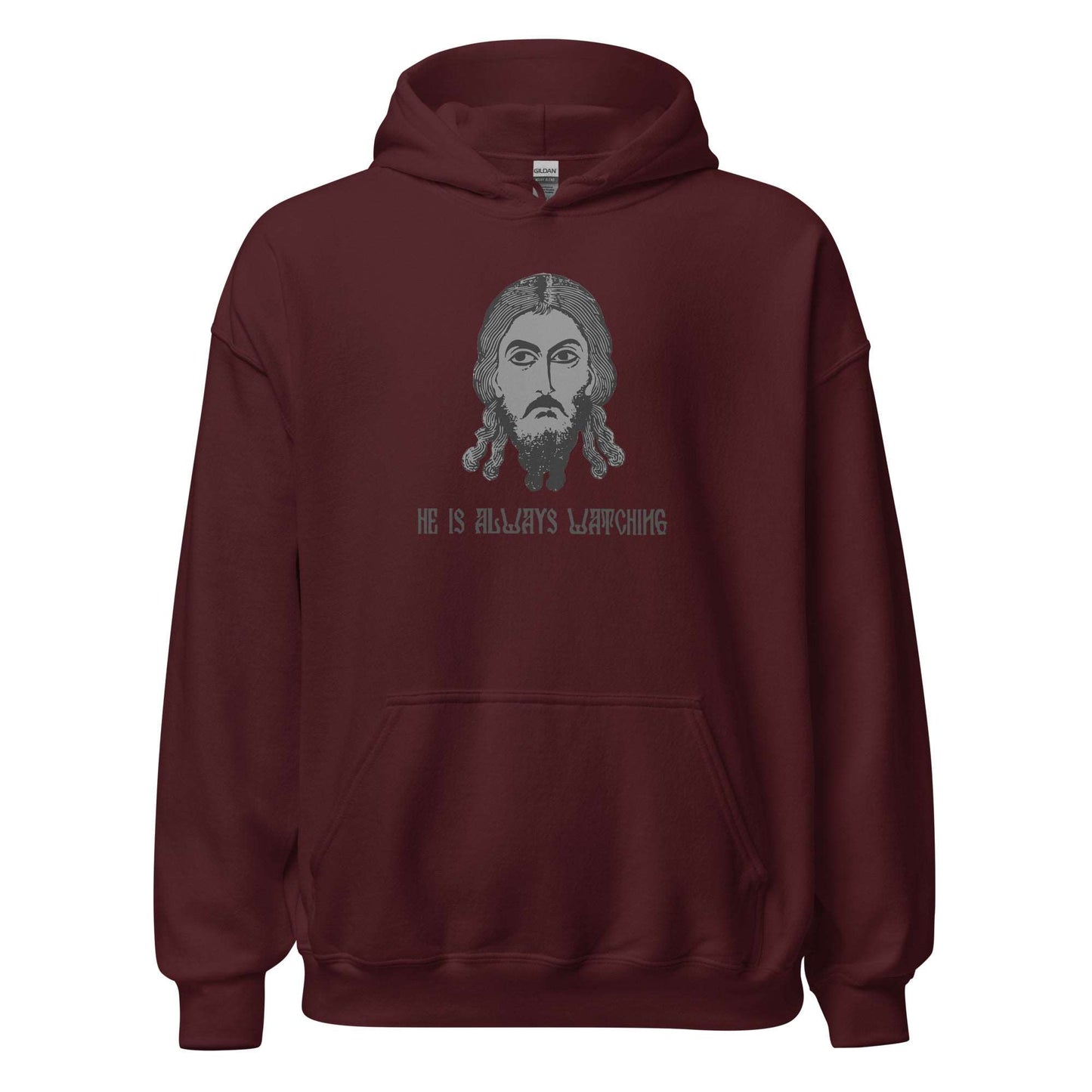 Orthodox Jesus Christian Hoodie Maroon Color - Front