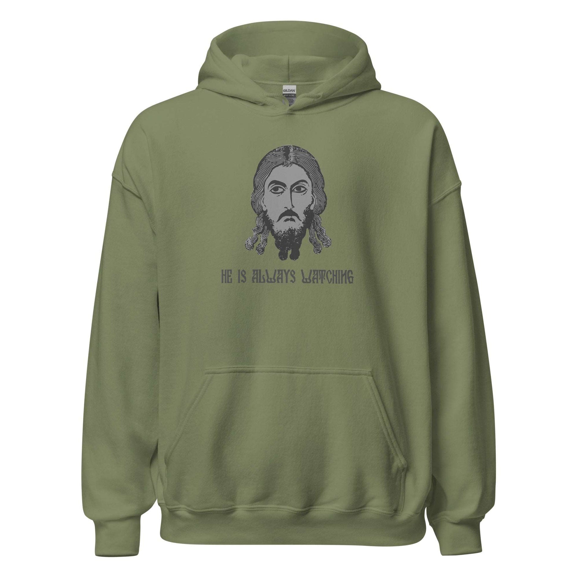 Orthodox Jesus Christian Hoodie Military Green Color - Front