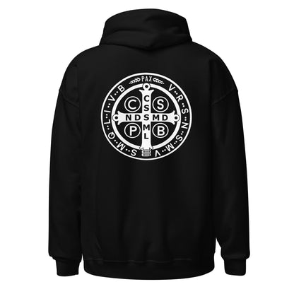 Saint Benedict's medal Hoodie - Catholic - Black Color - Back