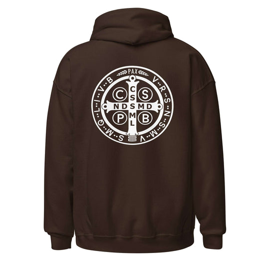 Saint Benedict's medal Hoodie - Monk Brown Color - Back